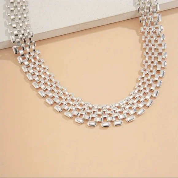 Exaggerated Hollow Chain Necklace Punk Hip-hop Style Silver Color Necklace - Picture 4 of 8